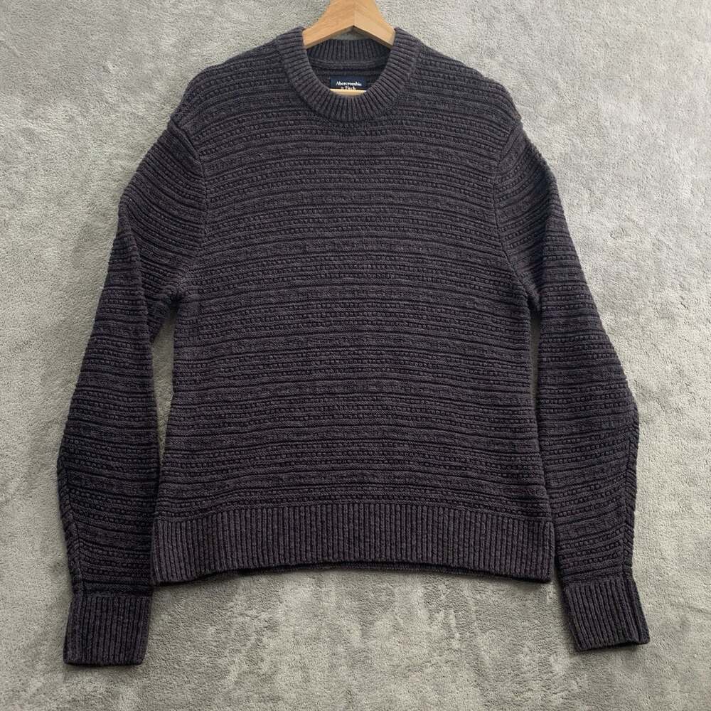 Abercrombie Fitch Knit Sweater Mens Small Gray Cotton Viscose Blend Pullover